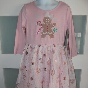 Berkley Jensen Pink Gingerbread Girl LS Dress Size 8 Girl's NEW
